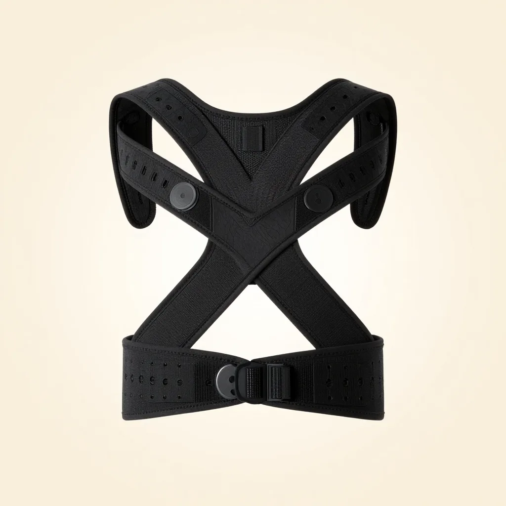 A classic posture brace on a pale background