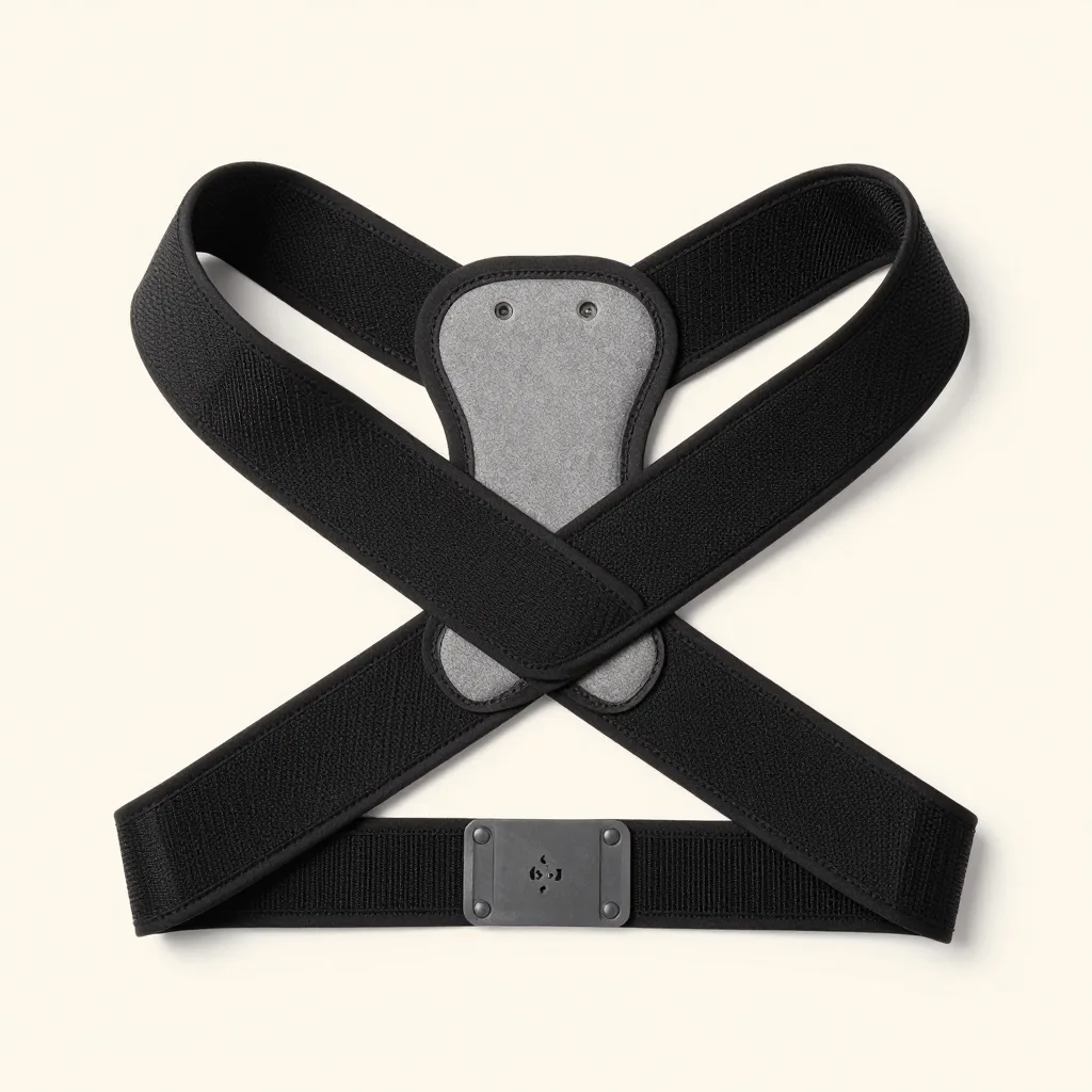 A large classic posture brace on a pale background
